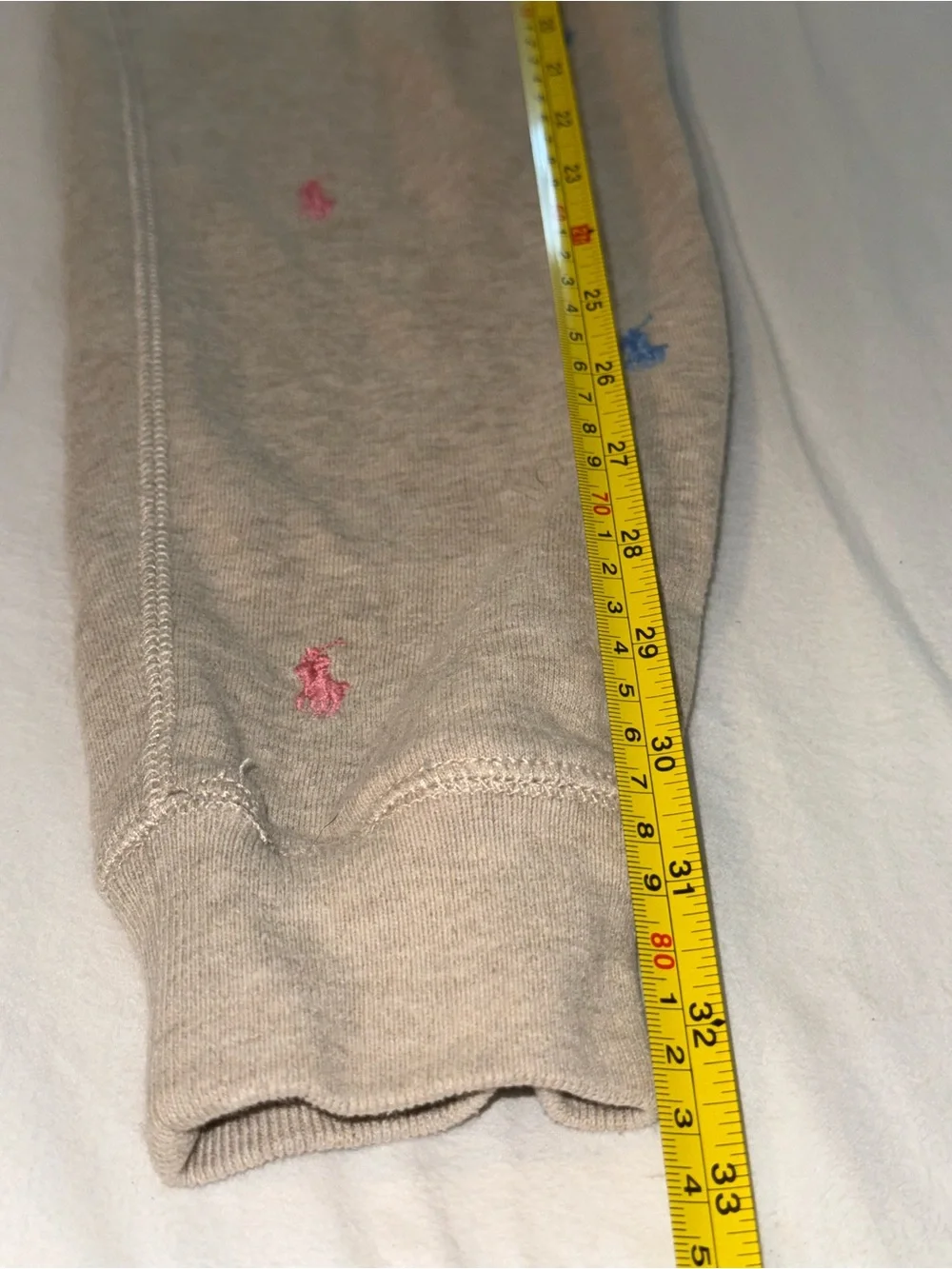 Ralph Lauren Kids Gray Sweatpants with Pink & Blue Pony Embroidery
